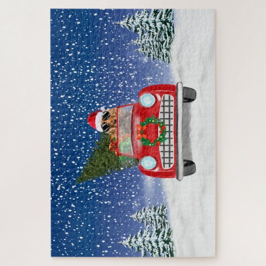 Cocker Spaniel Hund Autofahren Auto in Schnee Weih Puzzle (Vertikal)