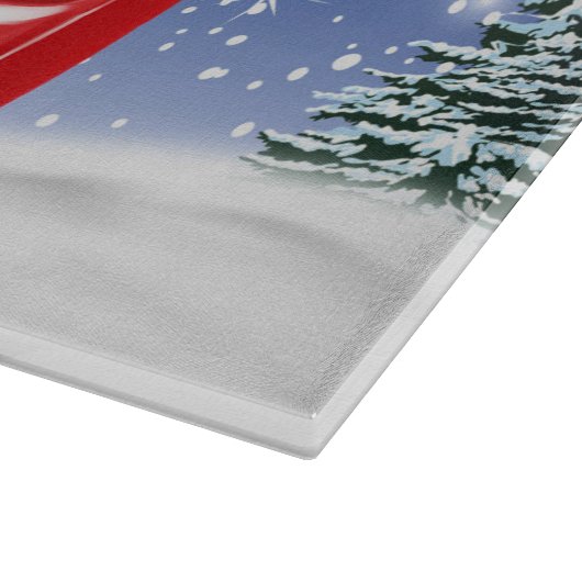 Cocker Spaniel Hund Autofahren Auto in Schnee Weih Schneidebrett (Ecke)