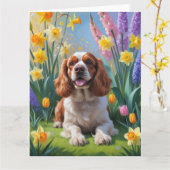 Cocker Spaniel Hund Frühlingsblumen Malerei Karte (Gelbe Blume)