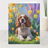 Cocker Spaniel Hund Frühlingsblumen Malerei Karte (Vorderseite)