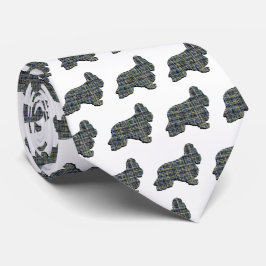 Cocker Spaniel Hund Gelb & Schwarz Grid Weiß Krawatte