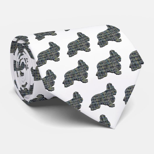 Cocker Spaniel Hund Gelb & Schwarz Grid Weiß Krawatte (Gerollt)