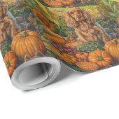 Cocker Spaniel Hund Herbsternte Erntedank Geschenkpapier (Rolleneckpunkt)