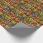 Cocker Spaniel Hund Herbsternte Erntedank Geschenkpapier (Ecke)