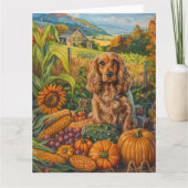 Cocker Spaniel Hund Herbsternte Erntedank Karte (Vorderseite)