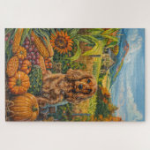 Cocker Spaniel Hund Herbsternte Erntedank Puzzle (Horizontal)