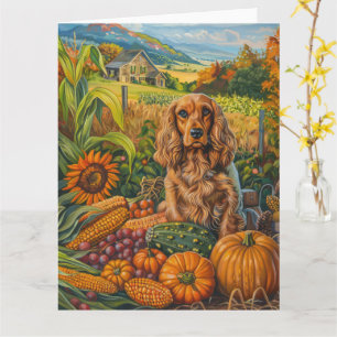 Cocker Spaniel Hund Herbsternte Erntedankfest Karte