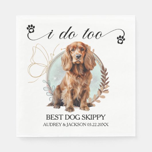 Cocker Spaniel Hund Hochzeit Napkins mit Hunde Fot Serviette (Vorderseite)