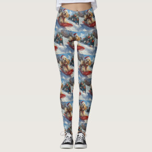 Cocker Spaniel Hund im Schlitten Lass es schneien  Leggings