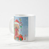 Cocker Spaniel Hund im Schnee mit Weihnachtsgesche Kaffeetasse (Vorderseite Links)