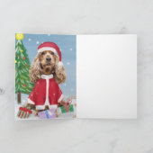 Cocker Spaniel Hund im Schnee mit Weihnachtsgesche Karte (Innenseite)