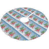 Cocker Spaniel Hund im Schnee mit Weihnachtsgesche Polyester Weihnachtsbaumdecke (Schrägansicht)