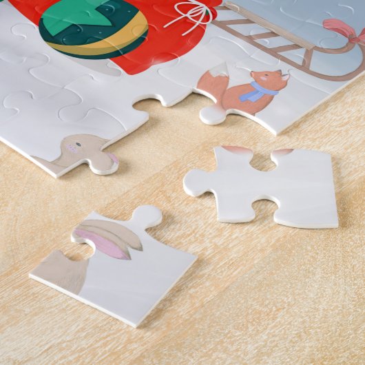 Cocker Spaniel Hund im Schnee mit Weihnachtsgesche Puzzle (Seite)