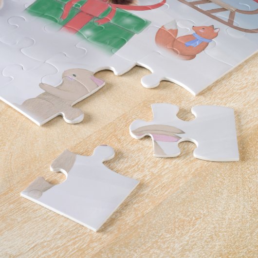 Cocker Spaniel Hund im Schnee mit Weihnachtsgesche Puzzle (Seite)