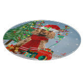 Cocker Spaniel Hund im Schnee mit Weihnachtsgesche Schneidebrett (Ecke)