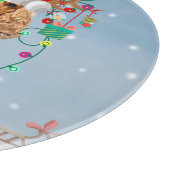 Cocker Spaniel Hund im Schnee mit Weihnachtsgesche Schneidebrett (Ecke)