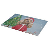 Cocker Spaniel Hund im Schnee mit Weihnachtsgesche Schneidebrett (Ecke)