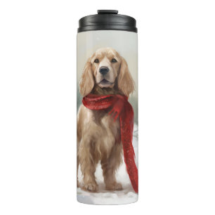 Cocker Spaniel Hund im Schnee Weihnachten Thermosbecher