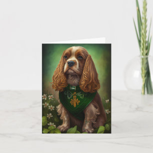 Cocker Spaniel Hund im St. Patrick's Day Kleid Karte