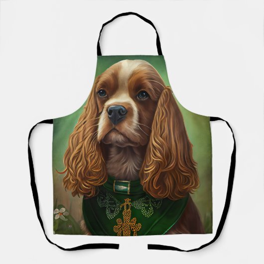 Cocker Spaniel Hund im St. Patrick's Day Kleid Schürze (Vorderseite)