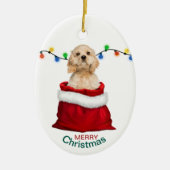 Cocker Spaniel Hund in der Geschenktasche Weihnach Keramik Ornament (Vorne)