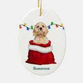 Cocker Spaniel Hund in der Geschenktasche Weihnach Keramik Ornament (Hinten)