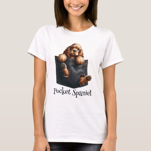Cocker Spaniel Hund in einer Tasche T-Shirt (Vorderseite)