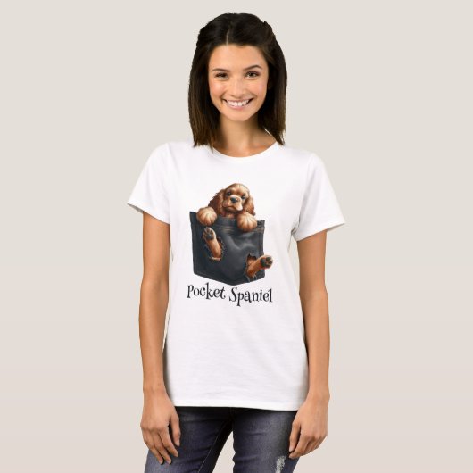Cocker Spaniel Hund in einer Tasche T-Shirt (Vorne ganz)
