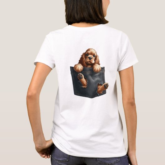 Cocker Spaniel Hund in einer Tasche T-Shirt (Rückseite)