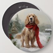 Cocker Spaniel Hund in Schneehocht Button (Vorne & Hinten)
