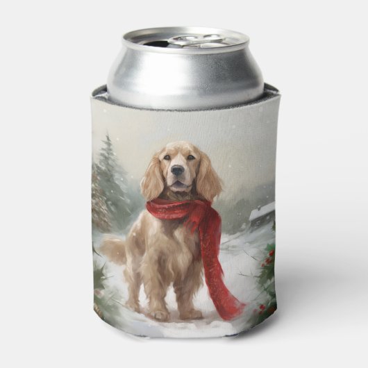Cocker Spaniel Hund in Schneehocht Dosenkühler (Kanne Vorderseite)