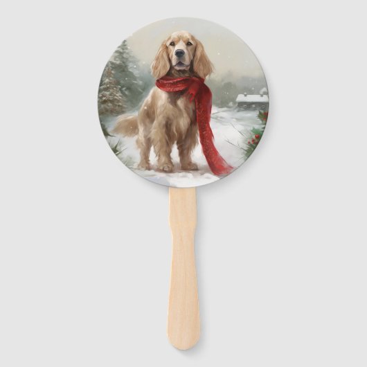 Cocker Spaniel Hund in Schneehocht Fächer (Rückseite)