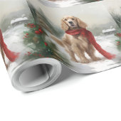 Cocker Spaniel Hund in Schneehocht Geschenkpapier (Rolleneckpunkt)