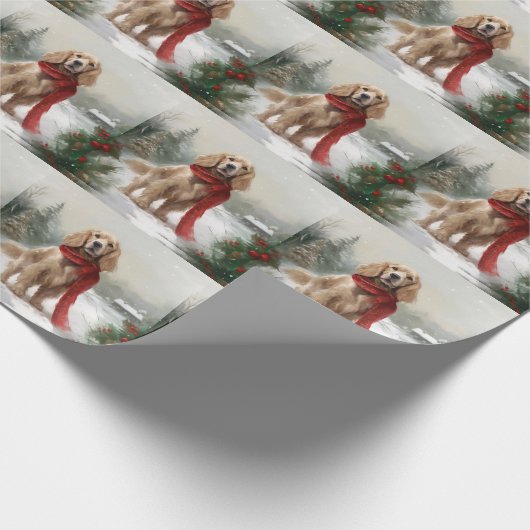 Cocker Spaniel Hund in Schneehocht Geschenkpapier (Ecke)