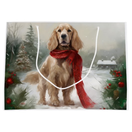 Cocker Spaniel Hund in Schneehocht Große Geschenktüte (Vorderseite)