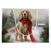 Cocker Spaniel Hund in Schneehocht Große Geschenktüte (Rückseite)