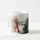Cocker Spaniel Hund in Schneehocht Kaffeetasse (Vorderseite Links)