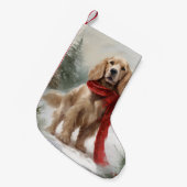 Cocker Spaniel Hund in Schneehocht Kleiner Weihnachtsstrumpf (Vorderansicht (hängend))