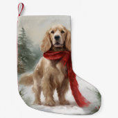 Cocker Spaniel Hund in Schneehocht Kleiner Weihnachtsstrumpf (Vorderseite)