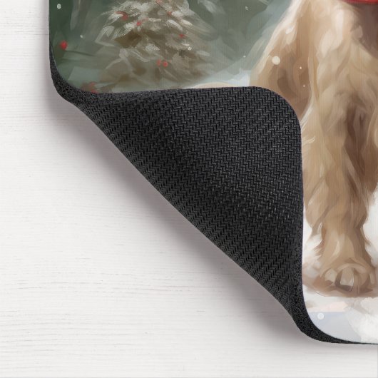 Cocker Spaniel Hund in Schneehocht Mousepad (Ecke)