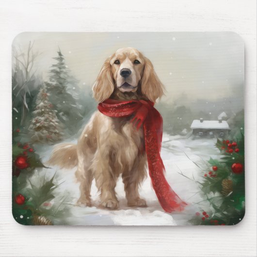 Cocker Spaniel Hund in Schneehocht Mousepad (Vorne)