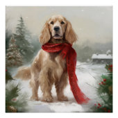 Cocker Spaniel Hund in Schneehocht Poster (Vorderseite)