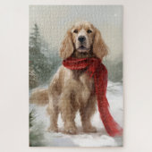 Cocker Spaniel Hund in Schneehocht Puzzle (Vertikal)