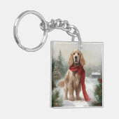 Cocker Spaniel Hund in Schneehocht Schlüsselanhänger (Vorderseite links)