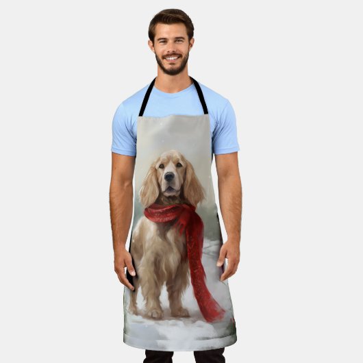 Cocker Spaniel Hund in Schneehocht Schürze (Getragen)