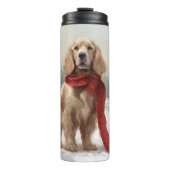 Cocker Spaniel Hund in Schneehocht Thermosbecher (Vorderseite)