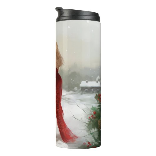 Cocker Spaniel Hund in Schneehocht Thermosbecher (Nach rechts gedreht)