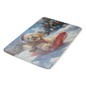 Cocker Spaniel Hund in Sledge Lass es Schnee Weihn Badematte (Schrägansicht)