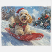 Cocker Spaniel Hund in Sledge Lass es Schnee Weihn Fleecedecke (Vorderseite (Horizontal))