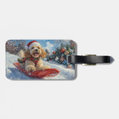 Cocker Spaniel Hund in Sledge Lass es Schnee Weihn Gepäckanhänger (Rückseite horizontal)